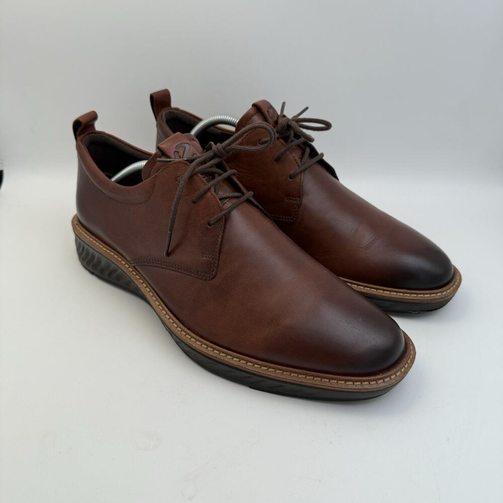 ECCO ST.1 Hybrid Lite Mens Cognac Brown Leather Derby Shoes Size 43 US 9-9.5 New